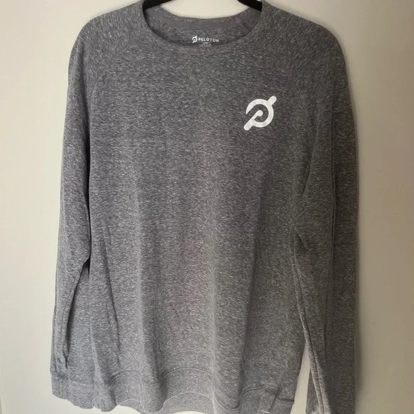 Peloton Heather Grey Long Sleeve Crewneck Sweater With Logo Size Large - Picture 1 of 4